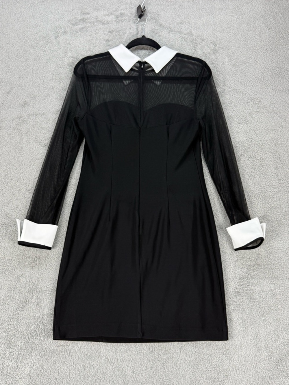 Joseph Ribkoff Sheer Mesh Sleeve Mini Dress Mod Chic Dark Academia Wednesdaycore - Picture 7 of 12